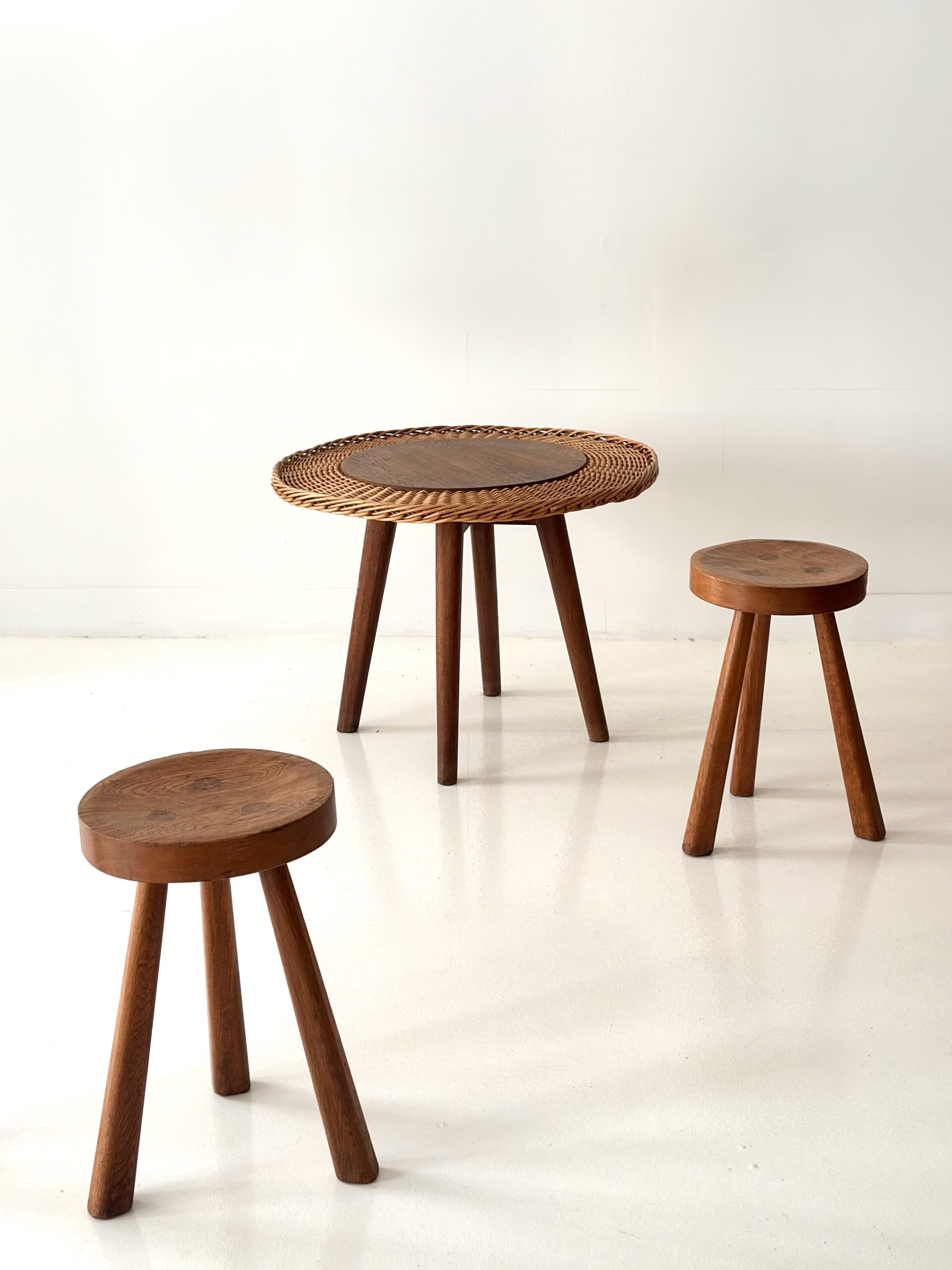 JEAN TOURET & MAROLLES  WICKER COFFEE TABLE 1950