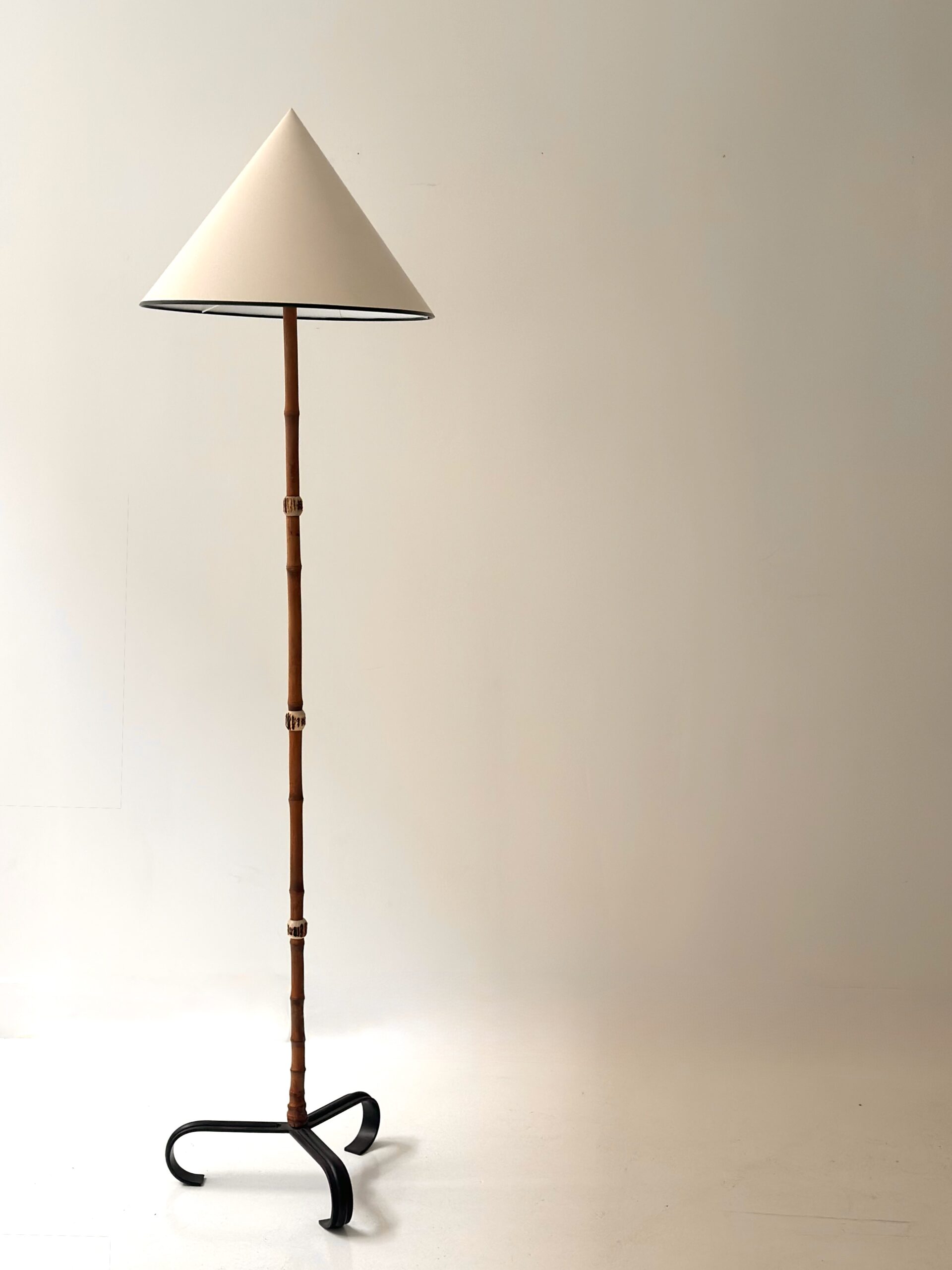 JACQUES ADNET BAMBOO/HORN FLOOR LAMP CIRCA 1950