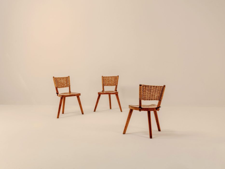 JEAN TOURET & MAROLLES SET OF 6 WICKER CHAIRS