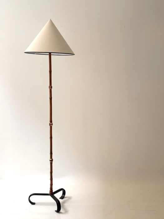JACQUES ADNET BAMBOO/HORN FLOOR LAMP CIRCA 1950
