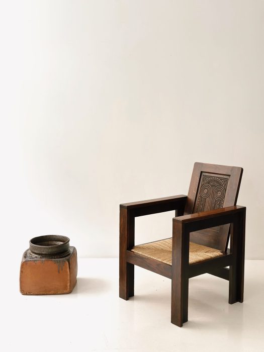 JOSEPH SAVINA SCULPTED BACKREST ARMCHAIR CIRCA 1940
