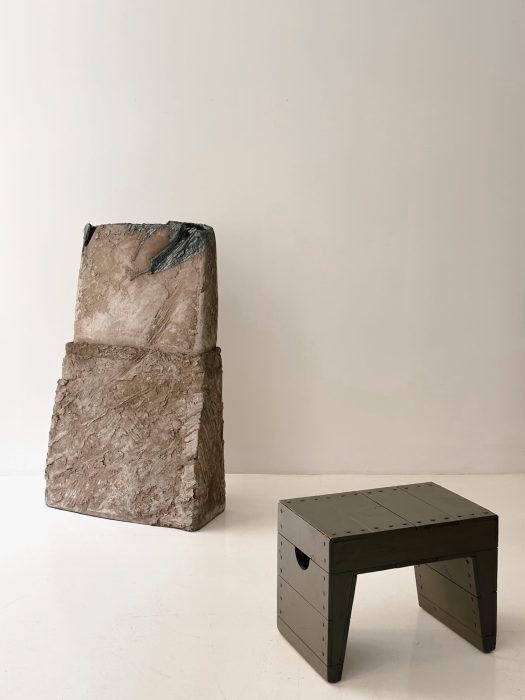 PIERRE CULOT "HOMME DEBOUT" CERAMIC SCULPTURE CIRCA 1990