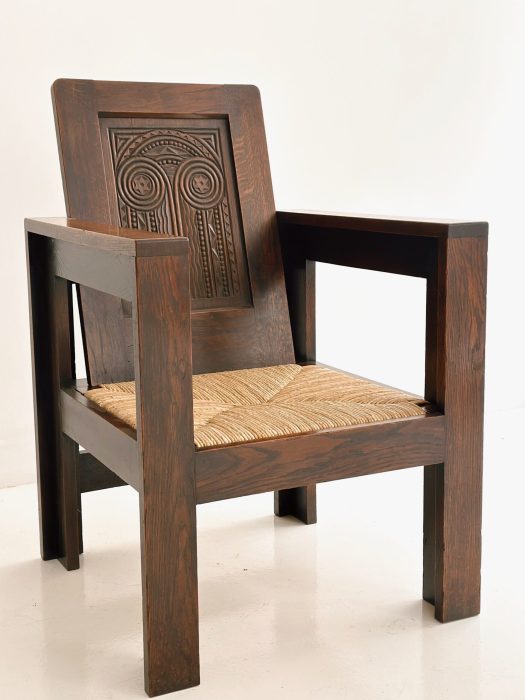 JOSEPH SAVINA SCULPTED BACKREST ARMCHAIR CIRCA 1940